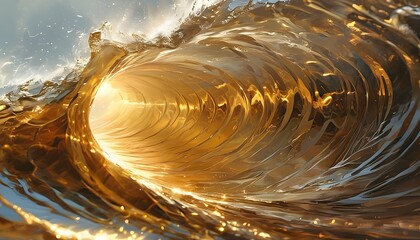 Golden Abstract Waves of Light in Brown Artistry