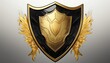 © Pastel - A sleek black and gold shield emblem symbolizing protection and security against threats.