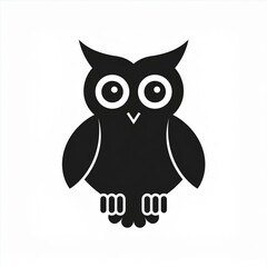 Wall Mural - owl black icon isolated on white