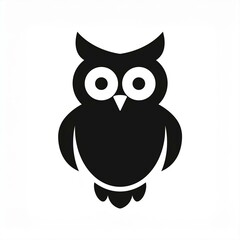 Wall Mural - owl black icon isolated on white