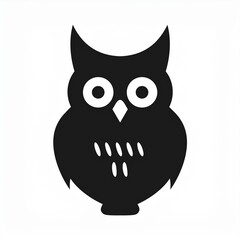 Wall Mural - owl black icon isolated on white