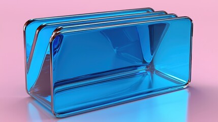Poster - abstract blue glass object on pink background