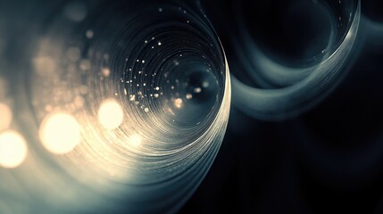 Poster - abstract dark circles expanding outward with soft, glowing light creating depth