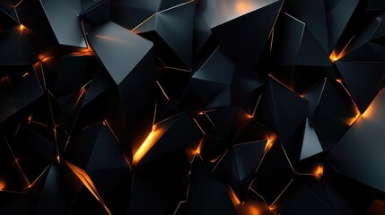 Poster - Abstract dark geometric shapes forming a chaotic yet balanced pattern with glowing accents.