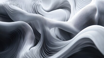 Poster - abstract lines bending and twisting into organic shapes, forming a dynamic 3d structure.