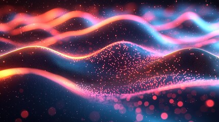 Wall Mural - Abstract Neon Lights Glow Background with Sparkle and Bokeh