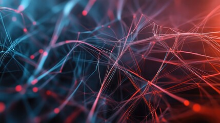Poster - abstract lines weaving together to create a complex, futuristic network design.