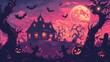 © Marius - 'Halloween Night with Witch, Bats, and Haunted House – Vector Art'