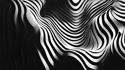 Poster - black and white abstract lines curving into organic shapes, creating a hypnotic visual effect.
