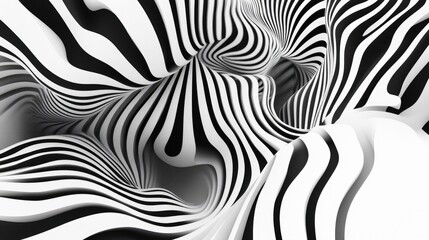 Poster - black and white abstract lines curving into organic shapes, creating a hypnotic visual effect.