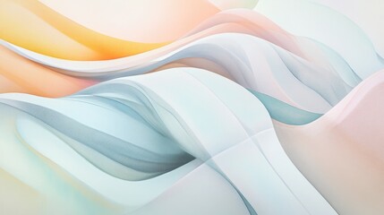 Poster - Fluid abstract lines in soft pastel tones, evoking a sense of calm and serenity.