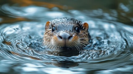 Wall Mural - Otter Close-Up in Water