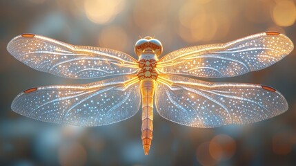 Wall Mural - Dragonfly Wings in Golden Light