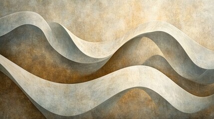 Poster - Soft, curving abstract lines flowing across a textured background in muted tones.