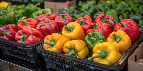 Wall Mural - peppers in a market