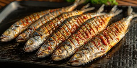 Canvas Print - fish on the grill