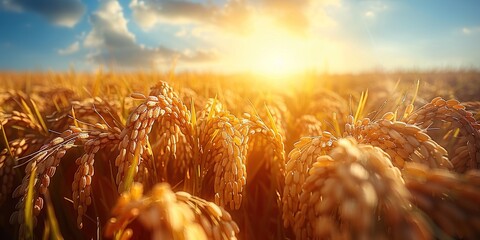 Poster - wheat field at sunset