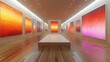 © BOJOShop - Modern Art Gallery Interior with Colorful Paintings and Wooden Floor