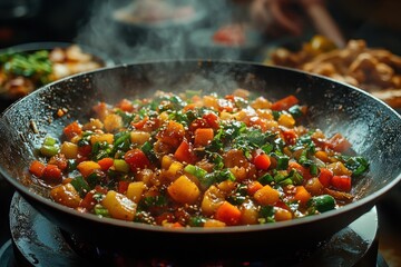 Canvas Print - Spicy Stir Fry Cooking