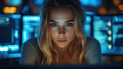 Canvas Print - Close-up Portrait of a Woman Looking at the Camera