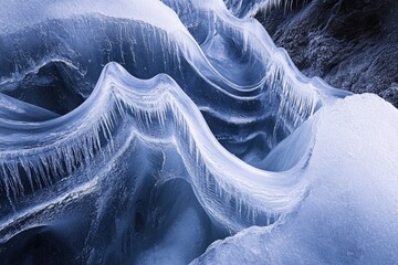 Sticker - Abstract Ice Formations in a Glacial Cave