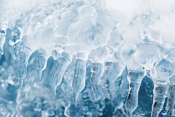 Canvas Print - Close-Up of Icicles with Intricate Frozen Formations