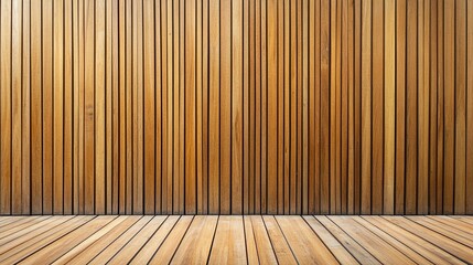 Canvas Print - Vertical slats on wooden wall natural wood paneling texture for interior design  