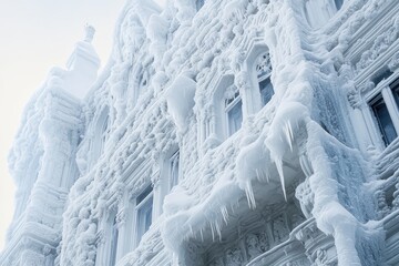 Wall Mural - A Building Completely Covered in Ice and Snow