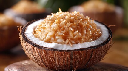 Wall Mural - Coconut with Sweet  Golden  and Caramelized Filling