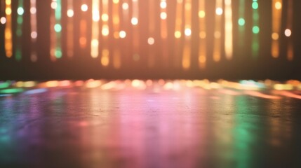 Aufkleber - Colorful Iridescent Light Beams on Dark Reflective Surface - Dynamic and Festive