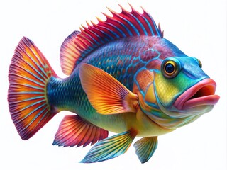 Wall Mural - Vibrant Fish Isolated on White Background Perfect for Marine Life Illustrations and Educational Use