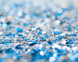 Aufkleber - Vibrant Blue and Silver Glitter in Natural Light - High-Detail Macro Shot