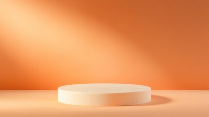 Aufkleber - Minimalist Mockup Featuring Circular Cream Podium on Orange Background with Soft Texture and Warm Diffused Lighting