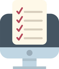 Poster - desktop computer displaying a checklist, symbolizing online survey, task management, and digital ass