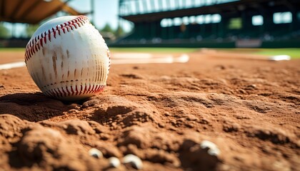 Baseball on Dirt Field with Blank Space for Text