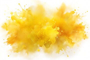 Wall Mural - abstract yellow watercolor splash on white background