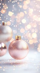 Canvas Print - Glittery Christmas Ornament with Blurred Lights.