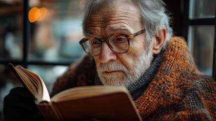 Sticker - Elderly Man Reading