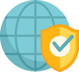 Fototapete - Protecting global network security with shield and check mark icon, ensuring online safety and data protection