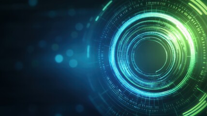 Poster - Electric Blue Neon Circles with Soft Focus Gradient