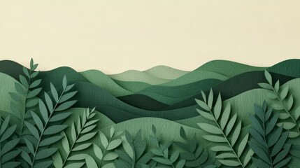 Sustainable ESG Concept with Paper Cutting Art Depicting Green Landscapes and Nature Conservation