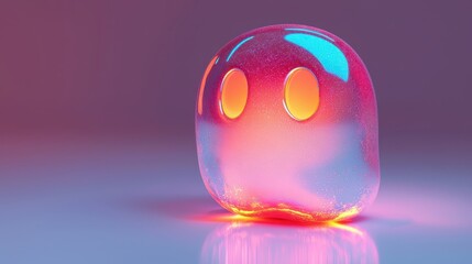 Poster - Abstract Glowing Orb with Neon Lights and Water Droplets