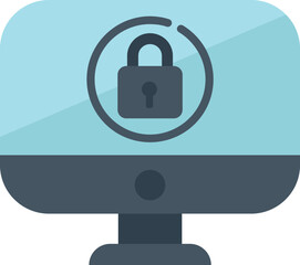 Fototapete - Computer security system showing lock icon on screen, data protection concept