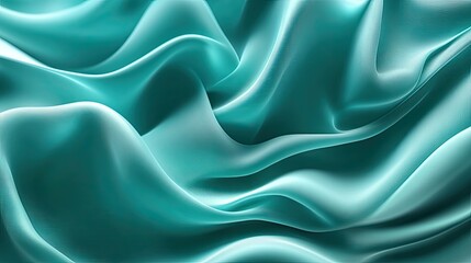 Abstract 3D teal wave background with soft flowing curves, perfect for a sleek, modern graphic.