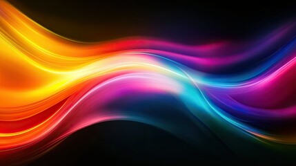 Poster - Abstract rainbow light energy flowing across a dark backdrop, forming a dynamic, colorful visual.