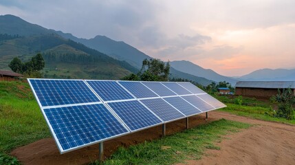 Solar Panels in Rural Landscape Highlighting Environment Social Governance (ESG) Concept for Sustainable Development