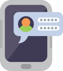 Poster - smartphone showing user login with password on screen, concept of mobile security and personal data 