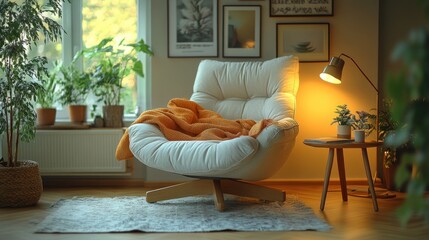 Poster - Cozy Living Room with Armchair and Lamp