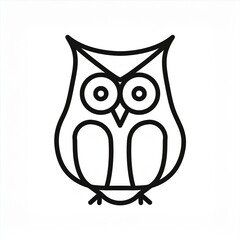 Wall Mural - owl black line icon isolated on white