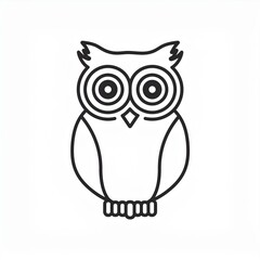 Wall Mural - owl black line icon isolated on white